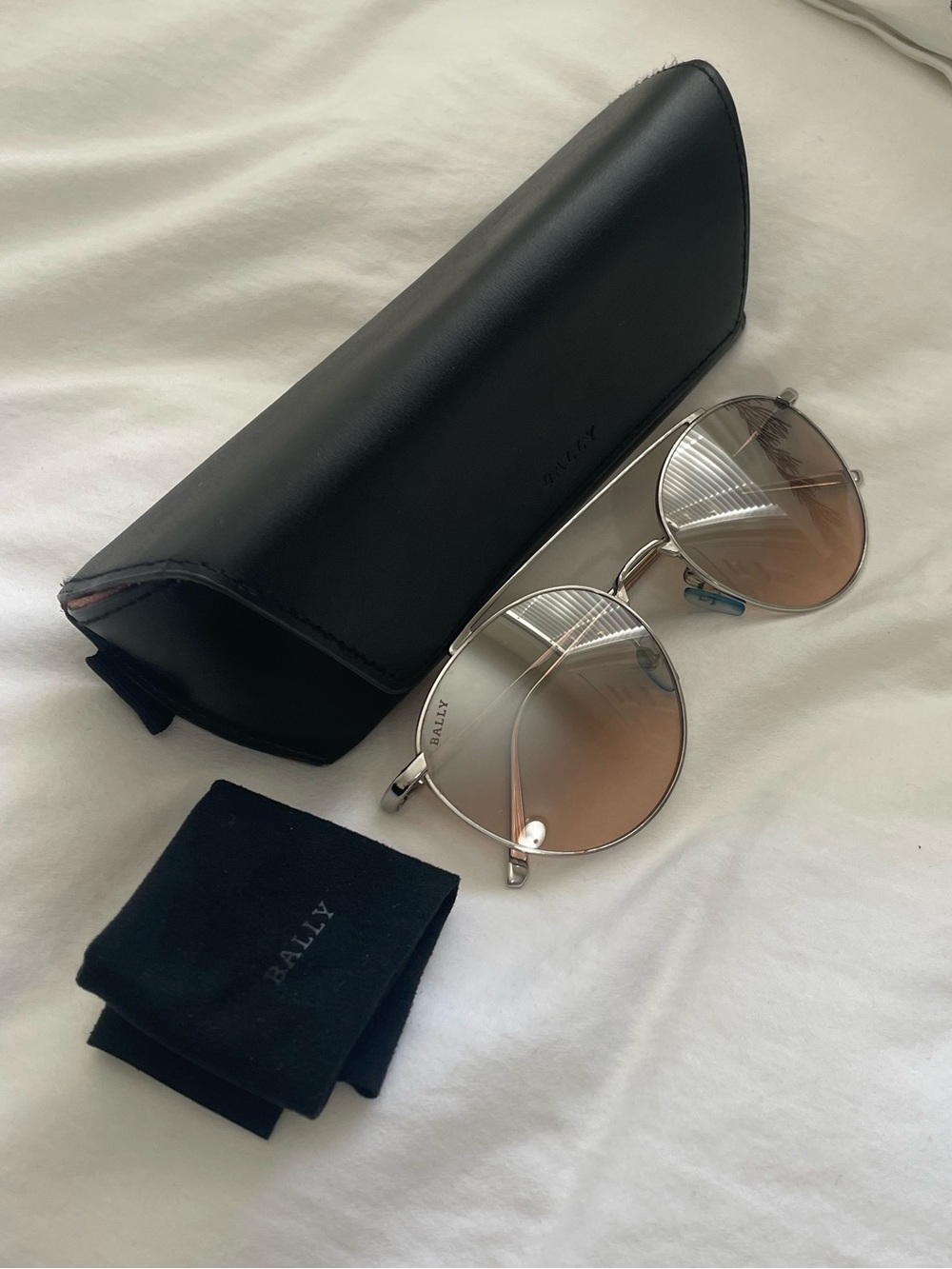 Bally Silver Frame Sunglasses with Brown Gradient Lenses